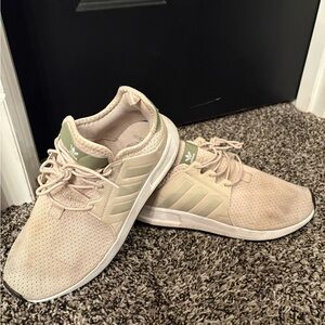 Adidas Cream Sneakers with Olive Details